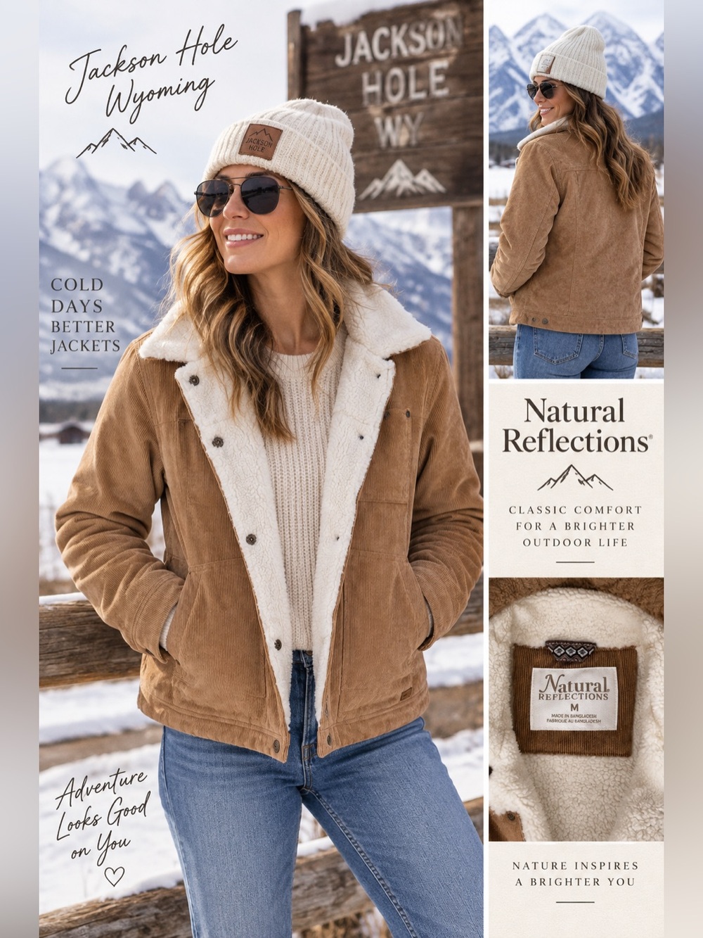 🔹 Natural Reflections Sherpa Lined Corduroy Jacket – Medium NWOT